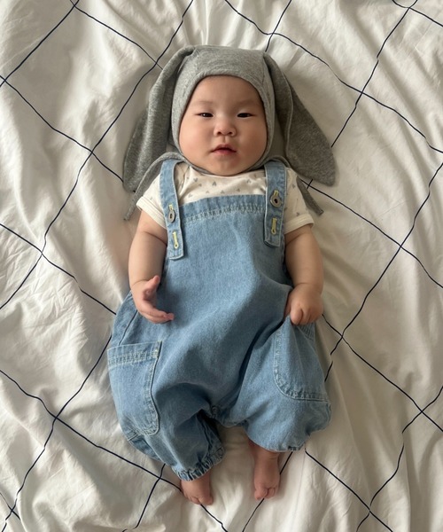 CIAOPANIC TYPY(チャオパニックティピー)の「【BABY】デニムカボチャサロペット風ロンパース(ロンパース・キッズ・ネイビー/ブルー/インディゴブルー・80)」の16枚目の写真