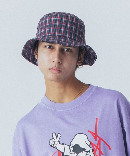XLARGE(エクストララージ)の「PLAID BUCKET HAT(ハット・メンズ・ブラック/ネイビー/ベージュ・L/M)」の2枚目の写真