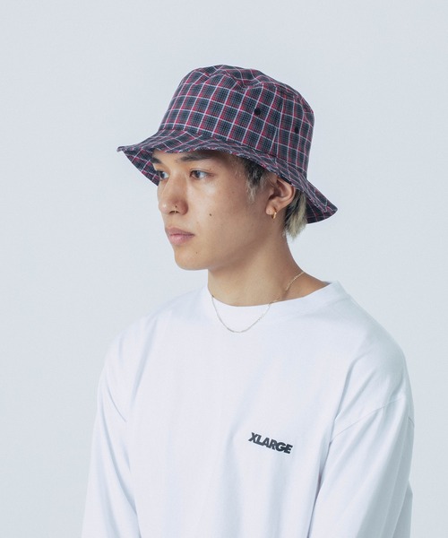 XLARGE(エクストララージ)の「PLAID BUCKET HAT(ハット・メンズ・ブラック/ネイビー/ベージュ・L/M)」の5枚目の写真