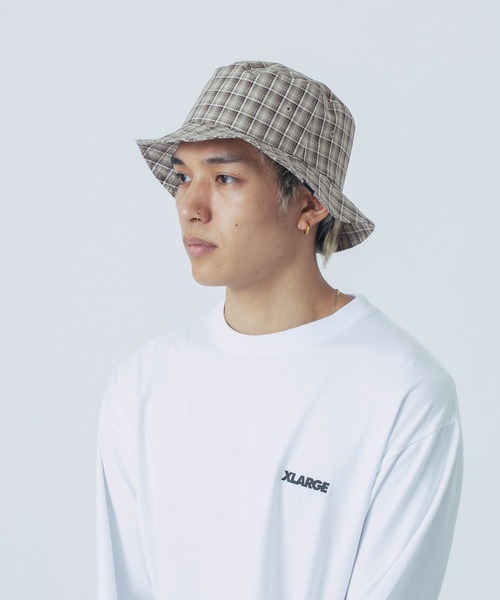 XLARGE(エクストララージ)の「PLAID BUCKET HAT(ハット・メンズ・ブラック/ネイビー/ベージュ・L/M)」の7枚目の写真