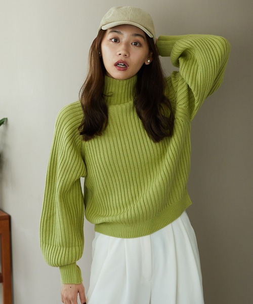 MISCH MASCH(ミッシュマッシュ)の「ハイネックボリュームスリーブニット MO33N04(ニット/セーター・レディース・ブラック/ブラウン・フリ-)」の14枚目の写真