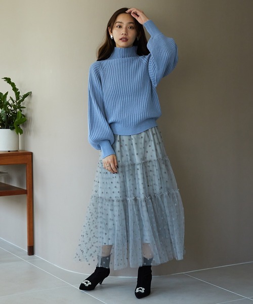 MISCH MASCH(ミッシュマッシュ)の「ハイネックボリュームスリーブニット MO33N04(ニット/セーター・レディース・ブラック/ブラウン・フリ-)」の4枚目の写真