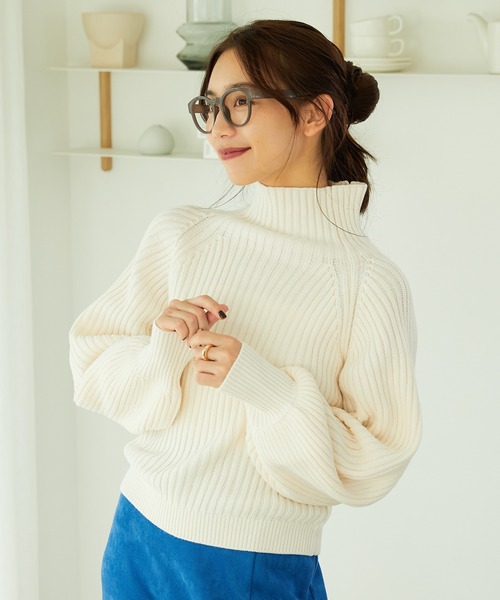 MISCH MASCH(ミッシュマッシュ)の「ハイネックボリュームスリーブニット MO33N04(ニット/セーター・レディース・ブラック/ブラウン・フリ-)」の5枚目の写真