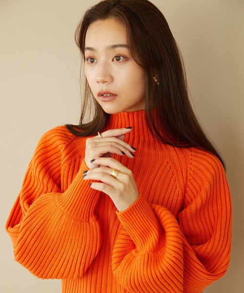 MISCH MASCH(ミッシュマッシュ)の「ハイネックボリュームスリーブニット MO33N04(ニット/セーター・レディース・ブラック/ブラウン・フリ-)」の11枚目の写真
