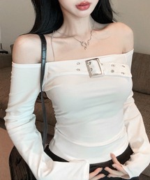 Riff（リフ）の「ベルトデザインオフショルトップス（Tシャツ/カットソー）」