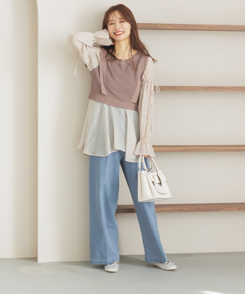 mysty woman（ミスティウーマン）の「ハイウエストタックストレートデニム 315783（デニムパンツ・レディース・ブルー/ネイビー・FREE）」の5枚目の写真