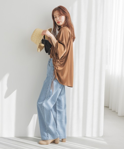 mysty woman（ミスティウーマン）の「ハイウエストタックストレートデニム 315783（デニムパンツ・レディース・ブルー/ネイビー・FREE）」の6枚目の写真