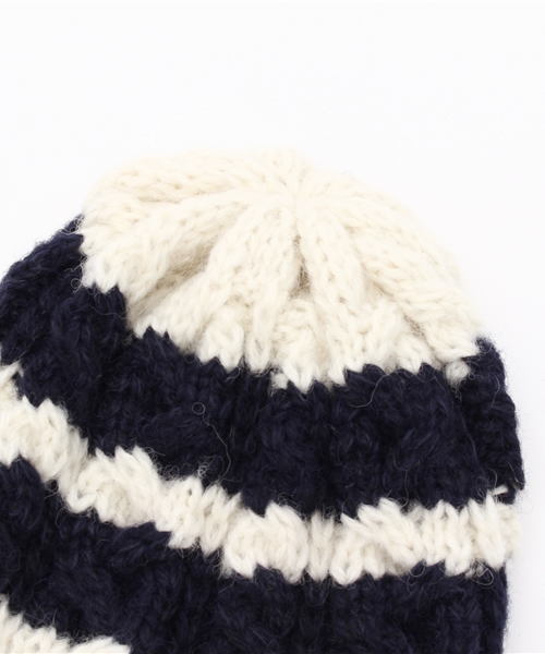 HIGHLAND 2000（ハイランドトゥーサウザンド）の「HIGHLAND 2000ストライプニットキャップ（ニットキャップ/ビーニー・レディース・ネイビー/チャコールグレー・FREE）」の4枚目の写真