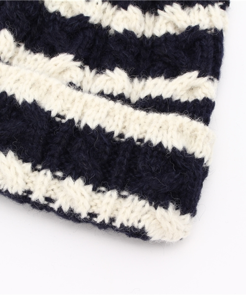 HIGHLAND 2000（ハイランドトゥーサウザンド）の「HIGHLAND 2000ストライプニットキャップ（ニットキャップ/ビーニー・レディース・ネイビー/チャコールグレー・FREE）」の5枚目の写真