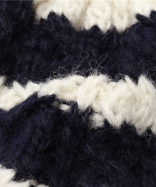 HIGHLAND 2000（ハイランドトゥーサウザンド）の「HIGHLAND 2000ストライプニットキャップ（ニットキャップ/ビーニー・レディース・ネイビー/チャコールグレー・FREE）」の6枚目の写真