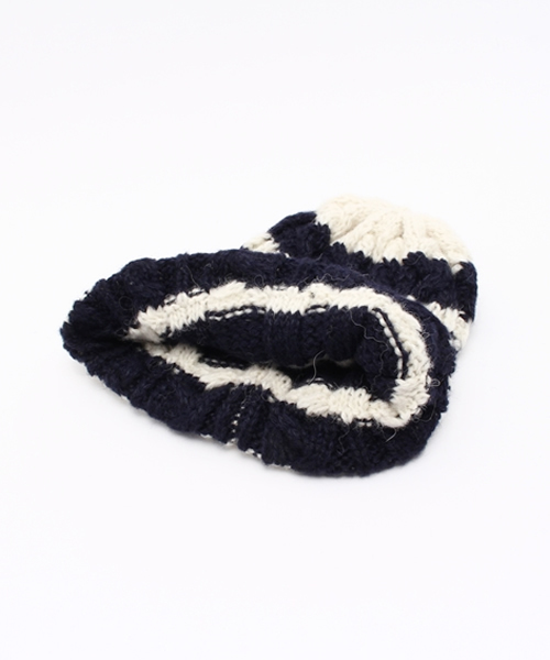 HIGHLAND 2000（ハイランドトゥーサウザンド）の「HIGHLAND 2000ストライプニットキャップ（ニットキャップ/ビーニー・レディース・ネイビー/チャコールグレー・FREE）」の7枚目の写真