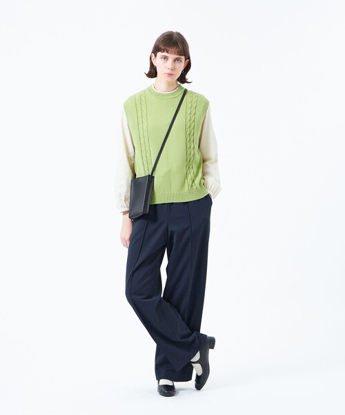 MACKINTOSH PHILOSOPHY（ﾏｯｷﾝﾄｯｼｭ ﾌｨﾛｿﾌｨｰ）の「ケーブルベスト（ベスト・レディース・ダークネイビー/グリーン/オフホワイト・38/36）」の6枚目の写真