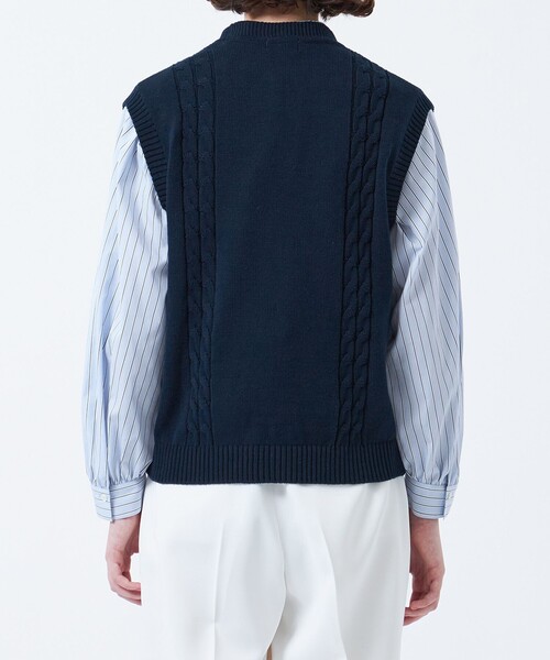 MACKINTOSH PHILOSOPHY（ﾏｯｷﾝﾄｯｼｭ ﾌｨﾛｿﾌｨｰ）の「ケーブルベスト（ベスト・レディース・ダークネイビー/グリーン/オフホワイト・38/36）」の9枚目の写真