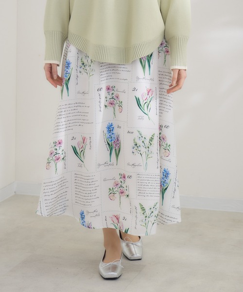 KATHARINE ROSS（キャサリンロス）の「【KATHARINE ROSS】 KITTE PRINT -切手プリント- スカ―ト（スカート・レディース・アイボリー/ライトブルー・MEDIUM）」の12枚目の写真