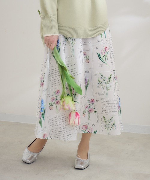 KATHARINE ROSS（キャサリンロス）の「【KATHARINE ROSS】 KITTE PRINT -切手プリント- スカ―ト（スカート・レディース・アイボリー/ライトブルー・MEDIUM）」の13枚目の写真