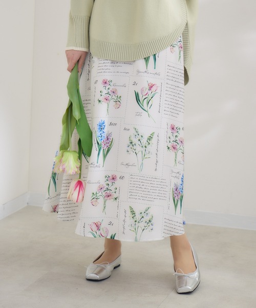 KATHARINE ROSS（キャサリンロス）の「【KATHARINE ROSS】 KITTE PRINT -切手プリント- スカ―ト（スカート・レディース・アイボリー/ライトブルー・MEDIUM）」の14枚目の写真