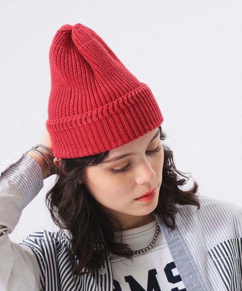 BEAMS BOY(ビームスボーイ)の「コットン リネン ワッチキャップ(ニットキャップ/ビーニー・レディース・ネイビー/ホワイト系その他7/レッド・ONE SIZE)」の3枚目の写真