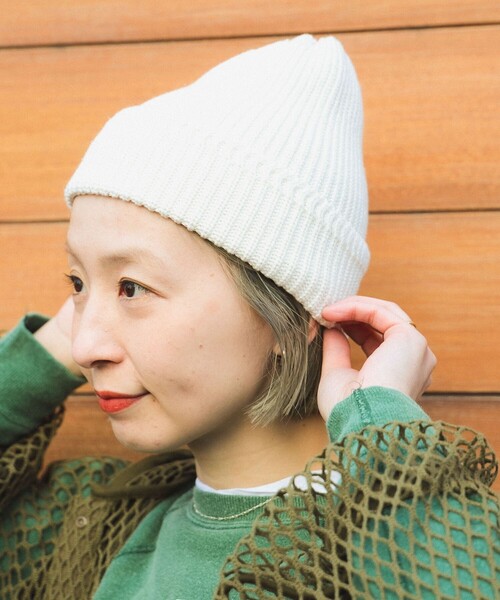 BEAMS BOY(ビームスボーイ)の「コットン リネン ワッチキャップ(ニットキャップ/ビーニー・レディース・ネイビー/ホワイト系その他7/レッド・ONE SIZE)」の2枚目の写真