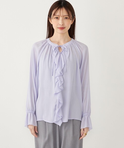 SHIPS Colors(シップス カラーズ)の「SHIPS Colors:〈手洗い可能〉2WAY フロントフリル ブラウス(シャツ/ブラウス・レディース・ブラック/ラベンダー/ナチュラル・ONE SIZE)」の13枚目の写真