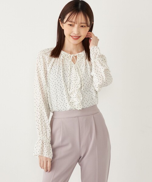 SHIPS Colors(シップス カラーズ)の「SHIPS Colors:〈手洗い可能〉2WAY フロントフリル ブラウス(シャツ/ブラウス・レディース・ブラック/ラベンダー/ナチュラル・ONE SIZE)」の20枚目の写真