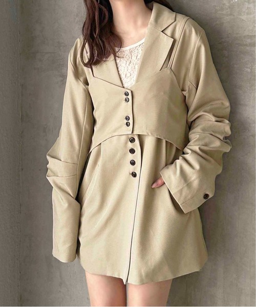 apres jour clair(アプレジュールクレア)の「【apres jour clair】デザインボタンビスチェ【セットアップ可能】(その他トップス・レディース・グレー/キャメル/ベージュ・フリー/X-LARGE)」の22枚目の写真