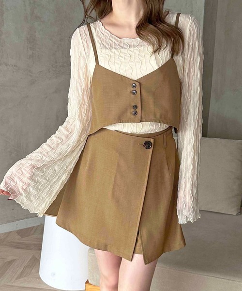 apres jour clair(アプレジュールクレア)の「【apres jour clair】デザインボタンビスチェ【セットアップ可能】(その他トップス・レディース・グレー/キャメル/ベージュ・フリー/X-LARGE)」の7枚目の写真