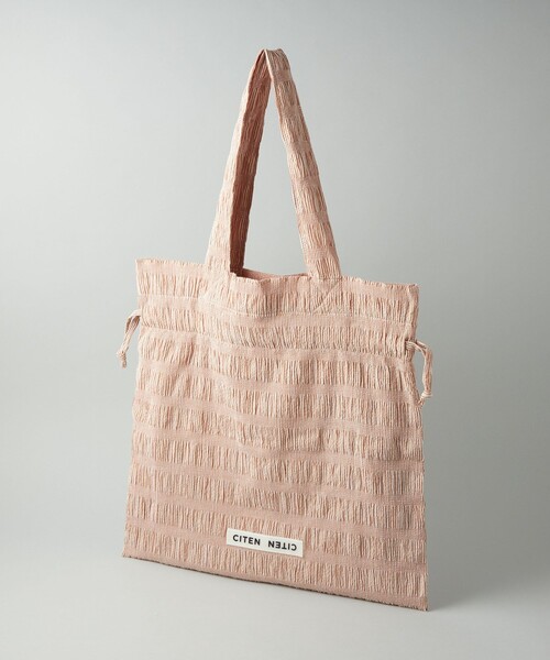 ストライプ＆トリオンフ ベージュ トートバッグ トートバッグ 「別注」「beej」ストライプ 刺繍 -2WAY
