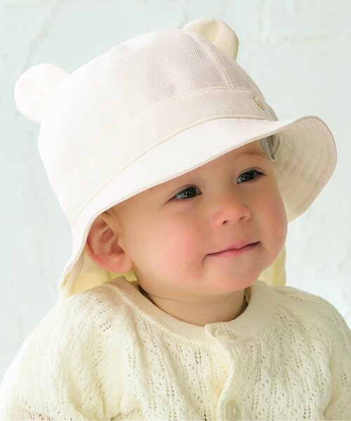 apres les cours(アプレレクール)の「耳付きベビー帽子(ハット・キッズ・インディゴブルー/キナリ・48/46)」の2枚目の写真