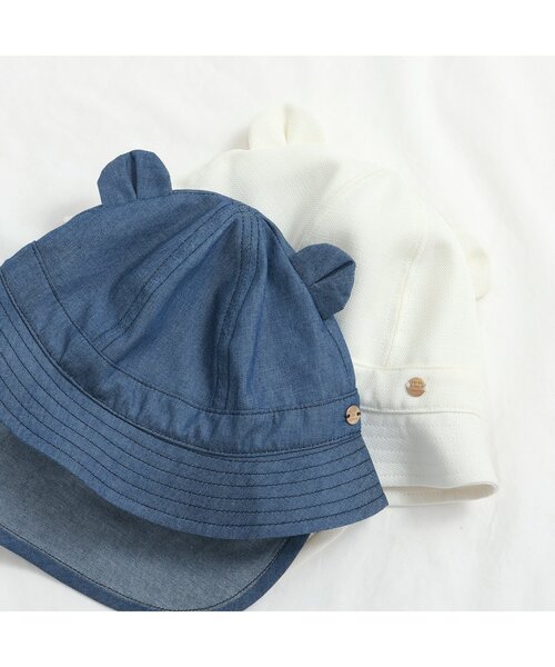 apres les cours(アプレレクール)の「耳付きベビー帽子(ハット・キッズ・インディゴブルー/キナリ・48/46)」の6枚目の写真