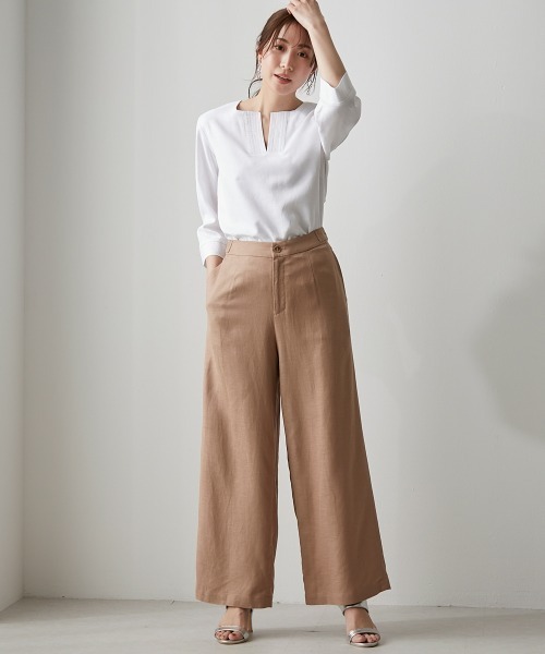 SMILE LAND(スマイルランド)の「レーヨン麻ワイドパンツ<大きいサイズ有>【OtonaSMILE】(その他パンツ・レディース・ブラウン系/チャコールグレー/アイボリー・LL/L/M/5L/4L/3L)」の19枚目の写真