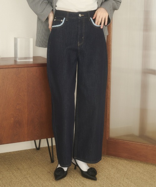 REMOON（リムーン）の「レース付きデニムパンツ（デニムパンツ・レディース・ライトブルー/インディゴブルー・SMALL/MEDIUM）」の10枚目の写真