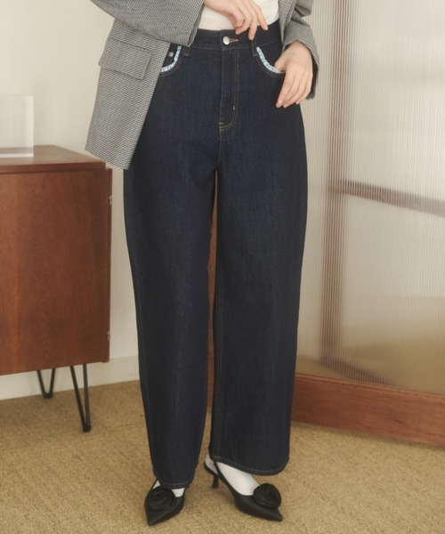 REMOON（リムーン）の「レース付きデニムパンツ（デニムパンツ・レディース・ライトブルー/インディゴブルー・SMALL/MEDIUM）」の13枚目の写真