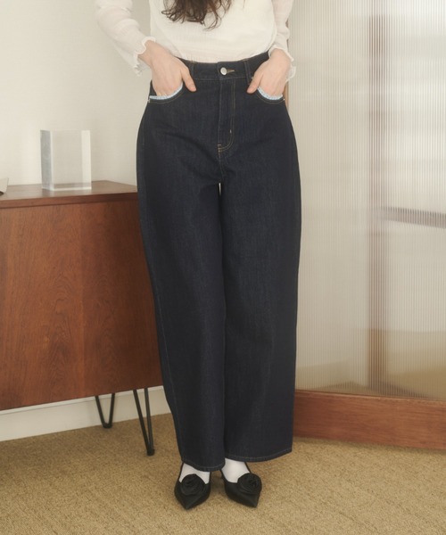 REMOON（リムーン）の「レース付きデニムパンツ（デニムパンツ・レディース・ライトブルー/インディゴブルー・SMALL/MEDIUM）」の14枚目の写真