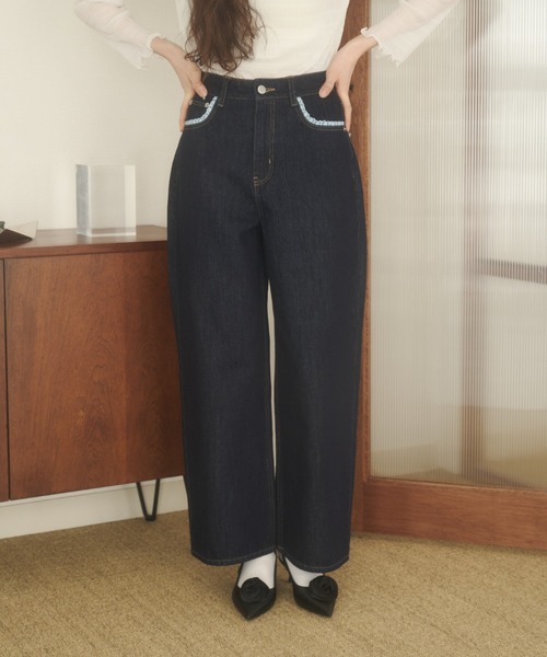 REMOON（リムーン）の「レース付きデニムパンツ（デニムパンツ・レディース・ライトブルー/インディゴブルー・SMALL/MEDIUM）」の17枚目の写真