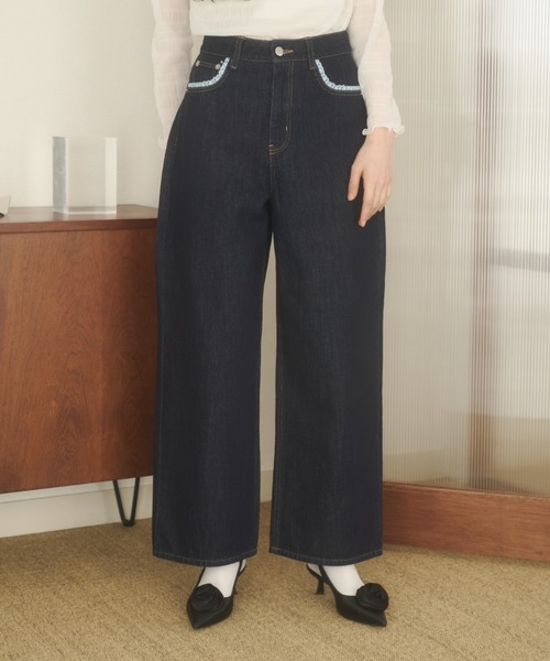 REMOON（リムーン）の「レース付きデニムパンツ（デニムパンツ・レディース・ライトブルー/インディゴブルー・SMALL/MEDIUM）」の16枚目の写真