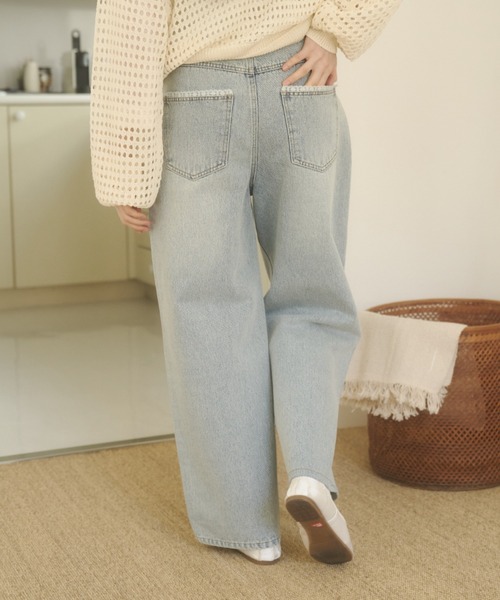 REMOON（リムーン）の「レース付きデニムパンツ（デニムパンツ・レディース・ライトブルー/インディゴブルー・SMALL/MEDIUM）」の9枚目の写真