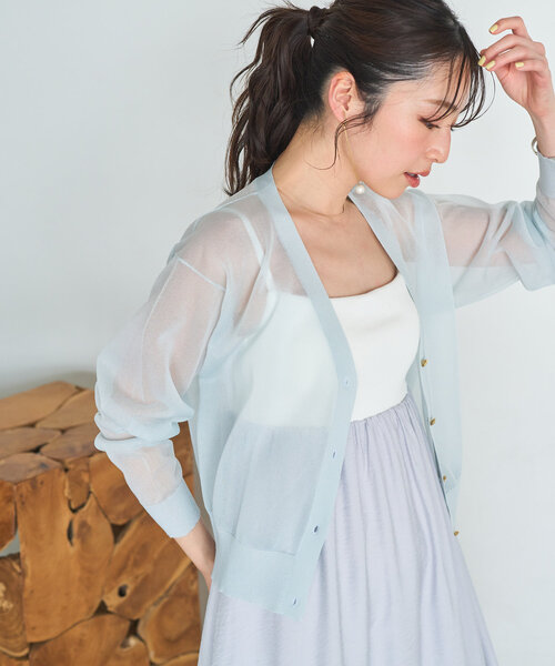 【新品タグ付】La boutique BonBonシアークロップドカーディガン La boutique BonBon｜クールタッチUVクロップドカーディガン