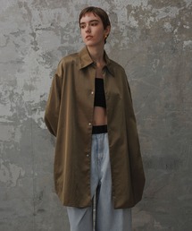 【美品】ADAM ET ROPE' ウエストゴム入りシャツアウター　グリーン ADAM ET ROPE'｜アダムエロペのジャケット/アウター（グリーン