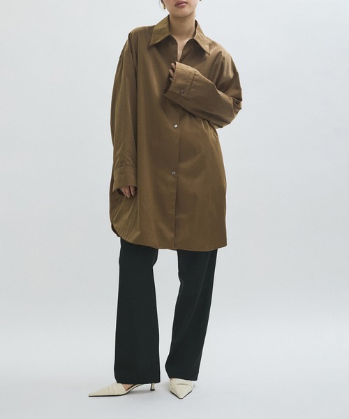 【新品】ナイロンサテンシャツブルゾン セール】【EMOELLE】ナイロンサテンシャツブルゾン（ブルゾン）｜ADAM