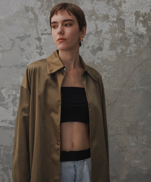 セール】【EMOELLE】ナイロンサテンシャツブルゾン（ブルゾン