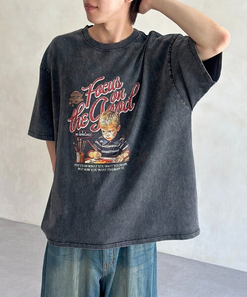 CPCM（シーピーシーエム）の「パウダー加工ヴィンテージライクT（Tシャツ/カットソー・レディース・グレー/ブラック系その他/ブラック系その他3/ブラック/グレー系その他/ブラック系その他2/グレー系その他2/グレー系その他3/ブラック系その他4・MEDIUM/LARGE/X-LARGE）」の14枚目の写真