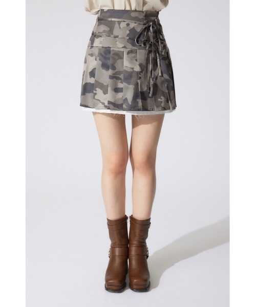 rienda(リエンダ)の「レイヤードパターンプリーツスコートショートパンツ(スカート・レディース・ブラウン系その他/ブラック/ベージュ・MEDIUM/SMALL/X-SMALL)」の4枚目の写真