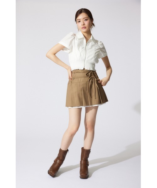 rienda(リエンダ)の「レイヤードパターンプリーツスコートショートパンツ(スカート・レディース・ブラウン系その他/ブラック/ベージュ・MEDIUM/SMALL/X-SMALL)」の7枚目の写真