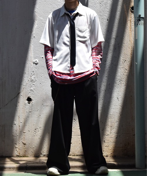 Noen（ノエン）の「ドレープドレス半袖シャツ（シャツ/ブラウス・メンズ・ホワイト/ブラック・MEDIUM/LARGE）」の22枚目の写真