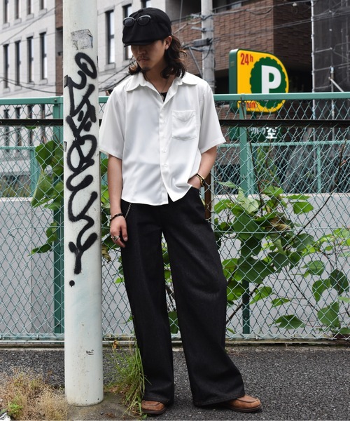 Noen（ノエン）の「ドレープドレス半袖シャツ（シャツ/ブラウス・メンズ・ホワイト/ブラック・MEDIUM/LARGE）」の22枚目の写真