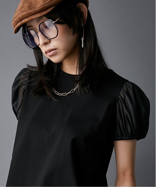 GEVS.(ジェイヴィス)の「パフスリーブカットソープルオーバー<大きいサイズ有>GEVS.(Tシャツ/カットソー・レディース・ブラック/オフホワイト・M/L/LL/3L/4L/5L)」の8枚目の写真