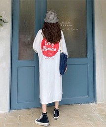 サークルバックプリントティーワンピース