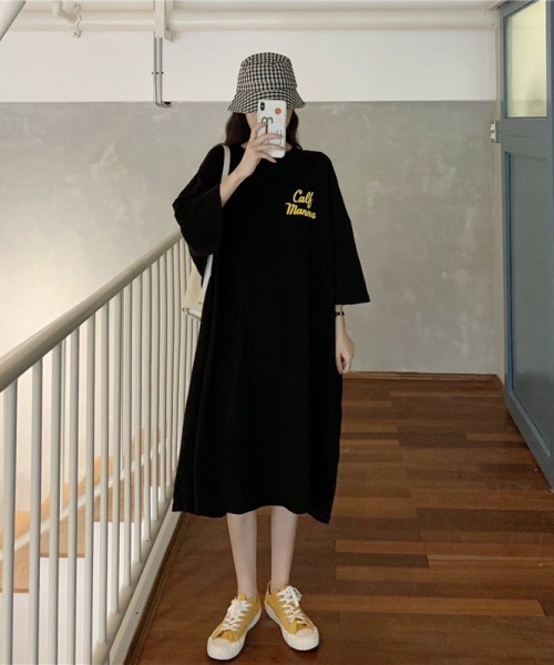 LETee(レティー)の「サークルバックプリントティーワンピース(Tシャツ/カットソー・レディース・ホワイト/ブラック/イエロー・FREE)」の11枚目の写真