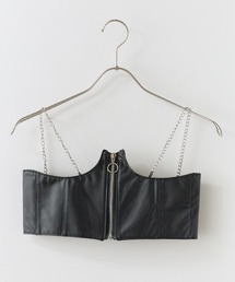 Chick（チック）の「Chain Fake Leather bustier / チェーンフェイクレザービスチェ（その他トップス）」