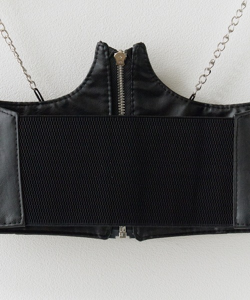 セール】Chain Fake Leather bustier / チェーンフェイクレザー